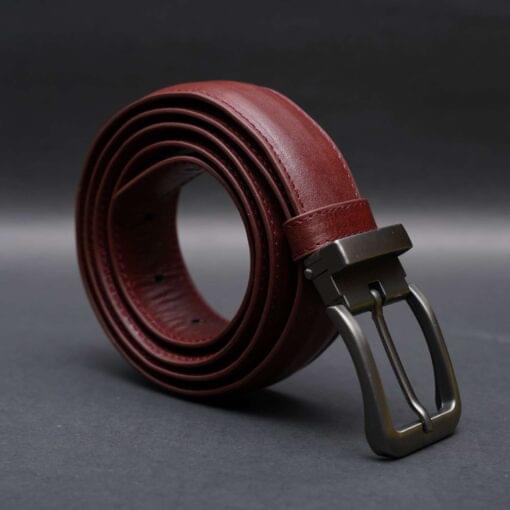 Zays Handcrafted Genuine Leather Belt for Men – Premium Quality, Adjustable, Stylish & Durable (ZMB129-Red Brown) - Image 2