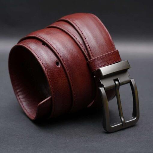 Zays Handcrafted Genuine Leather Belt for Men – Premium Quality, Adjustable, Stylish & Durable (ZMB129-Red Brown) - Image 1