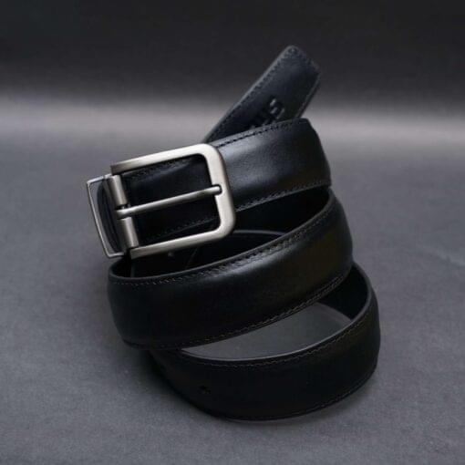 Zays Handcrafted Genuine Leather Belt for Men – Premium Quality, Adjustable, Stylish & Durable (ZMB130-Black) - Image 1