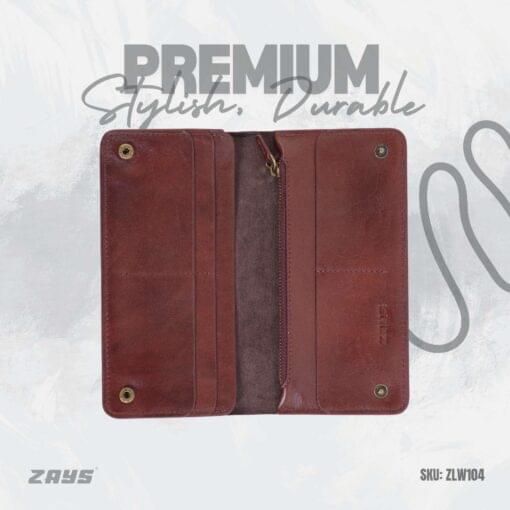 ZLW104 (1) Zays Handcrafted Full-Grain Leather Long Wallet - Elegant, Durable, and Functional for Everyday Use (ZLW106-Chocolate) - Image 1