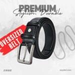 Zays Oversized Genuine Leather Belt for Men | Handcrafted 100% Full-Grain Leather | Durable & Adjustable Plus Size Belt (up to 60")