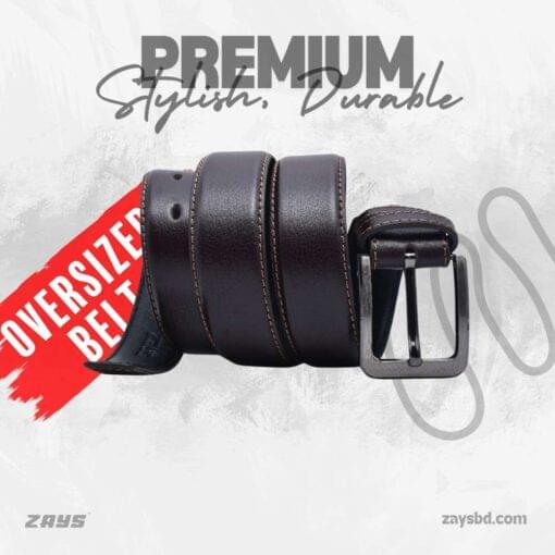 Zays Oversized Genuine Leather Belt for Men | Handcrafted 100% Full-Grain Leather | Durable & Adjustable Plus Size Belt (up to 60") (Copy) - Image 1